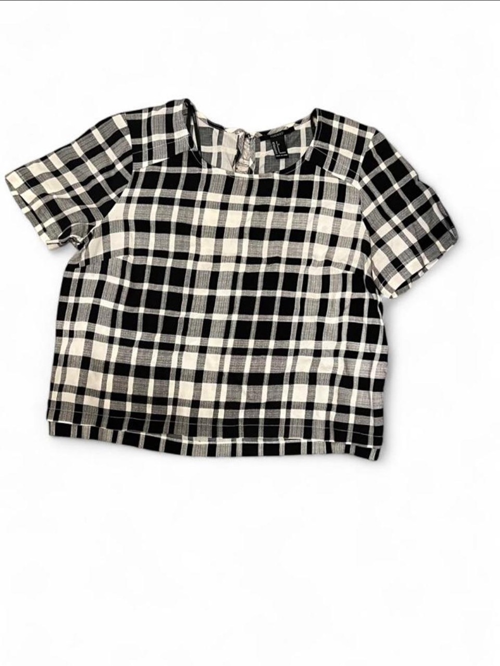 Plaid ivory & black crop top
